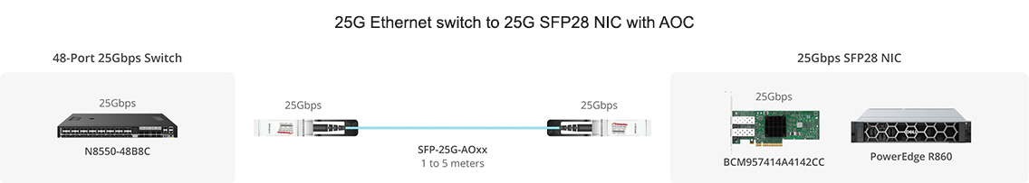 25G Ethernet Switch to 25G SFP28 NIC with AOC
